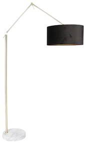 Lampa de podea moderna cu abajur din catifea aurie neagra 50 cm - Editor