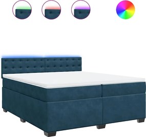vidaXL Pat box spring cu saltea, albastru, 200x200 cm, catifea