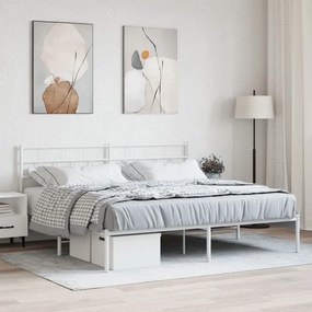 355713 vidaXL Cadru de pat metalic cu tăblie, alb, 183x213 cm