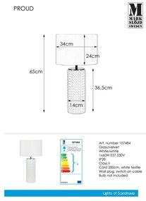 Veioză Markslöjd Proud, 34 cm, alb