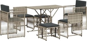 vidaXL Set mobilier de grădină cu perne, 7 piese gri deschis poliratan