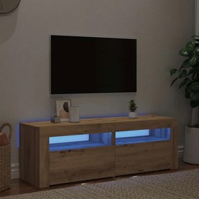 vidaXL Dulap TV cu LED stejar artizanal 120x35x40 cm lemn prelucrat