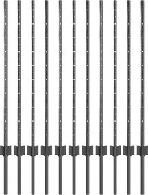 vidaXL Stâlp de gard. 11 pcs Gri 100 cm Oțel