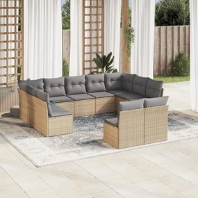 vidaXL Set canapele de grădină cu perne, 11 piese, bej, poliratan