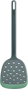 Spatula cu fante Lekue 1010182, 30,6 cm, Rezistenta la zgarieturi, 4/220 °C, Margine flexibila, Verde