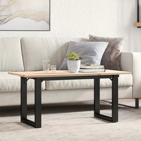vidaXL Masă de cafea, cadru O, 90x40x45 cm, lemn masiv pin și Oţel