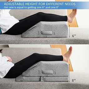 Perna ortopedica ridicare picioare memory foam, inaltime reglabila, husa Tencel, Gri