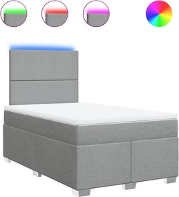vidaXL Pat box spring cu saltea, gri deschis, 120x190 cm, textil
