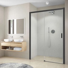 Usa de nisa culisanta Roth Cariba 130 cm sticla 6 mm negru stanga