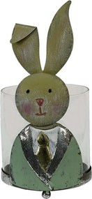 Suport lumanare, din sticla, 11x10x22 cm, Rabbit Boy