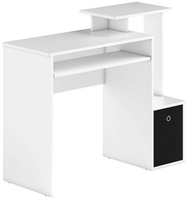 HOMCOM Birou modern pentru PC, birou pentru computer cu raft pentru tastatura, raft si spatiu de depozitare din material, 100x40x86.6cm, alb si negru