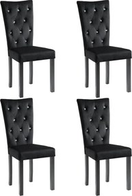 vidaXL Scaune de bucătărie, 4 buc., negru, catifea