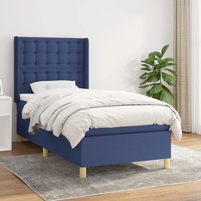 vidaXL Pat box spring cu saltea, albastru, 80x200 cm, textil