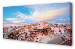 Tablouri canvas Grecia Panorama apus de soare oraș