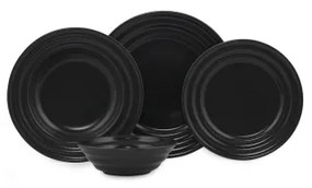 Set veselă 24 piese negru/porțelan