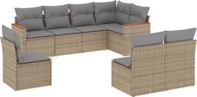 vidaXL Set canapele de grădină, 8 piese, cu perne, bej, poliratan