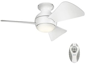 Ventilator LED dimabil de tavan SOLA 10W/230V IP23 Kichler KLF-SOLA-34-WHT + telecomandă