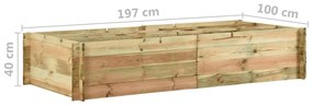 Strat inaltat legume gradina, 197x100x40cm,  lemn de pin tratat 1, Verde, 197 x 100 cm