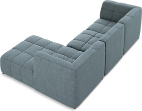 Colțar albastru cu tapițerie din țesătură bouclé (cu colț pe partea dreaptă/cu șezlong) Aloha – Makamii