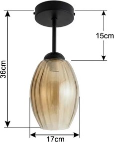 BRILAGI - lustră LED aplicată R GLASS 1xE27/60W/230V Ø 17 cm negru/bej fumuriu