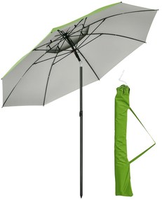 Outsunny Umbrelă de exterior rotundă inclinabilă protecție UV30, 8 tije de oțel și sac de transport inclus, verde | Aosom Romania