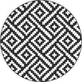 vidaXL Covor de exterior, ARAKIL alb și negru, Ø200 cm, PP