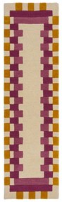 Covor tip traversă galben/roz țesut manual din lână 60x230 cm Kai Wool Border – Flair Rugs