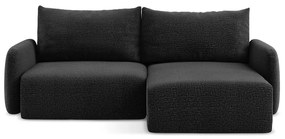 Colțar negru extensibil/cu spațiu de depozitare (cu colț pe partea dreaptă) Kalena – Makamii