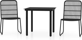 vidaXL Set de mobilier pentru grădină, 3 piese, negru