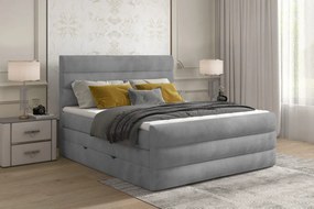 Pat tapitat, boxspring, cu spatiu pentru depozitare, 140x200 cm, Cande 142, Eltap (Culoare: Gri inchis piele)