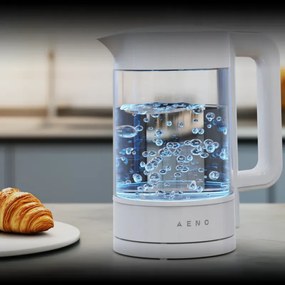 Cana electrica AENO AEK0005, 2200 W, 1,7 l, 40-100 °C, Baza rotativa la 360°, STRIX, Afisaj LED, Filtru, Alb