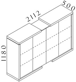 Dulap mediu Lineart 211,2 x 50 x 118 cm, ulm deschis / antracit