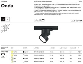 Spot LED, accesoriu pentru sinele monofazate Unity, Onda alb