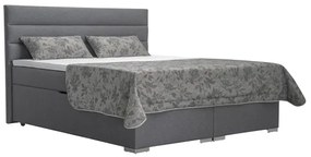 Pat tapițat NEW BOLERO 180x200 cm, cu spațiu de depozitare și saltele cu topper, gri