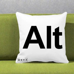 Perna Personalizata Tasta Alt Tipografie Bold, 40x40 cm, Alba Mata, Husa Detasabila, Perna Inclusa, BEKZ®