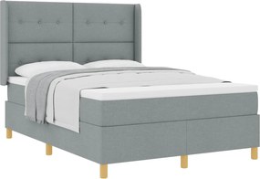 vidaXL Pat cu saltea cu arcuri Gri deschis 140 x 200 cm țesătură