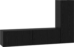 vidaXL Set comodă TV Pe perete 3 pcs Stejar Negru Lemn compozit