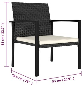 Set de masa si scaune de exterior, 9 piese, negru, poliratan Negru, 9