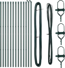 vidaXL Stâlp de gard. 13 pcs Verde Oțel