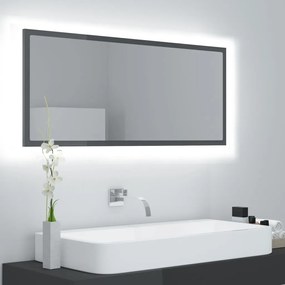 Oglinda de baie cu LED, gri extralucios, 100x8,5x37 cm gri foarte lucios