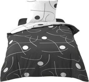 Lenjerie de pat albă-gri închis din microfibră pentru pat de o persoană 140x200 cm Sonate – douceur d'intérieur