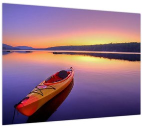 Tablou pe sticlă - Kayak pe lac (70x50 cm)