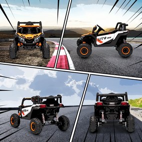 AIYAPLAY Mașină electrică 12V pentru copii, funcție telecomandă, centură, claxon, lumini LED, port USB, pentru 3-5 ani, Portocaliu | Aosom Romania