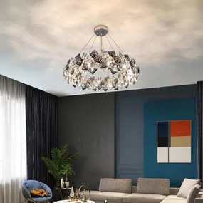 Candelabru Cristal, Elit's EsnWL348-500, 6 X E14, Auriu, 50 cm