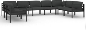 vidaXL Set mobilier de grădină cu perne, 9 piese, antracit, aluminiu