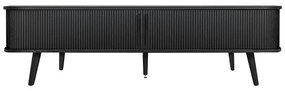 Comodă TV neagră cu aspect de lemn de stejar 178x50x40 cm Rove – Woodman