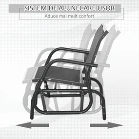 Scaun Balansoar 2 în 1 Outsunny din Metal, Design Modern, 75x66x85 cm, Negru | Aosom Romania