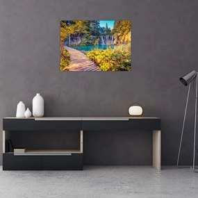 Tablou pe sticlă - Lacurile Plitvice, Croația (70x50 cm)