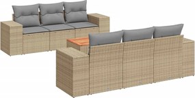 vidaXL Set canapele de grădină, 7 piese, cu perne, bej, poliratan