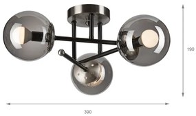 Lustră aplicată MALENA 3xE14/5W/230V negru/gri